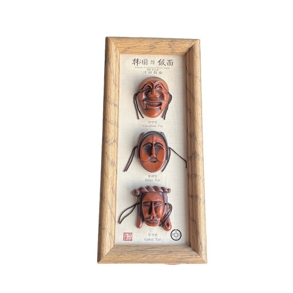 Vintage Korean Traditional Mask Image Framed Art - Picture 2 of 11